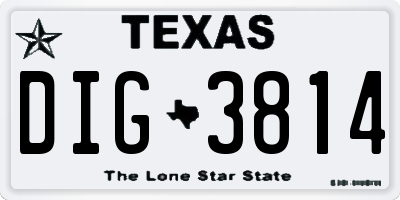 TX license plate DIG3814