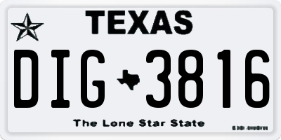 TX license plate DIG3816