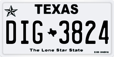 TX license plate DIG3824