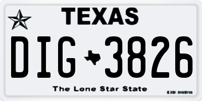 TX license plate DIG3826