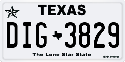 TX license plate DIG3829