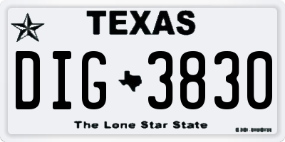 TX license plate DIG3830