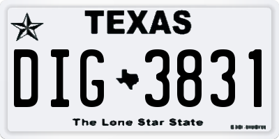 TX license plate DIG3831