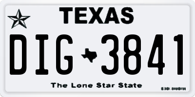 TX license plate DIG3841