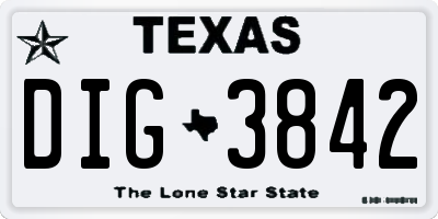 TX license plate DIG3842