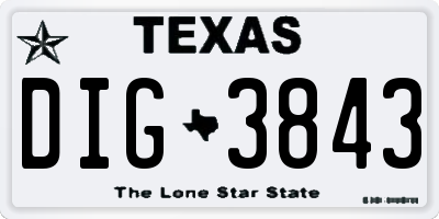 TX license plate DIG3843