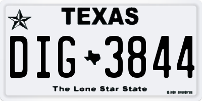 TX license plate DIG3844