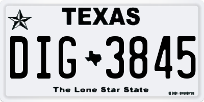 TX license plate DIG3845