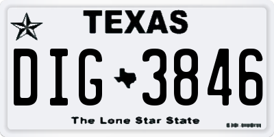 TX license plate DIG3846