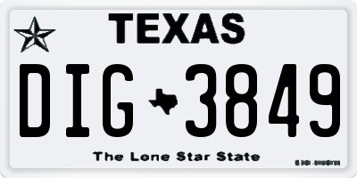 TX license plate DIG3849