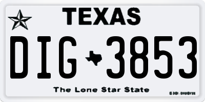 TX license plate DIG3853