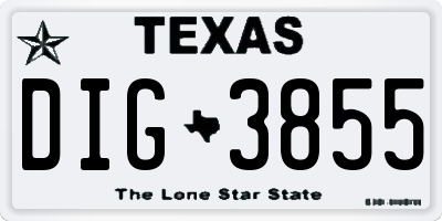 TX license plate DIG3855