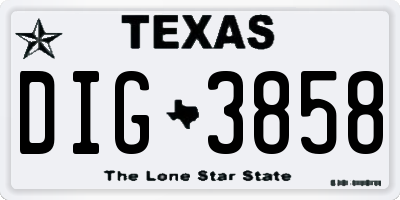 TX license plate DIG3858
