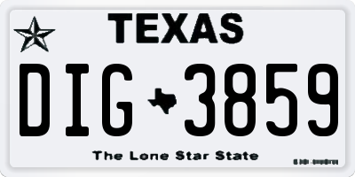 TX license plate DIG3859