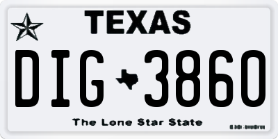 TX license plate DIG3860