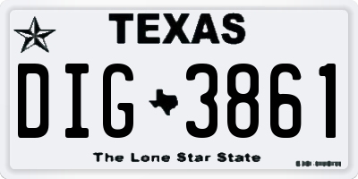 TX license plate DIG3861