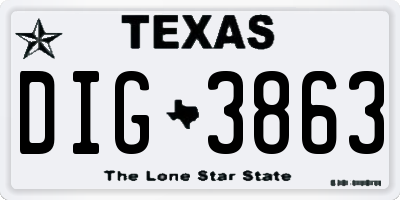 TX license plate DIG3863
