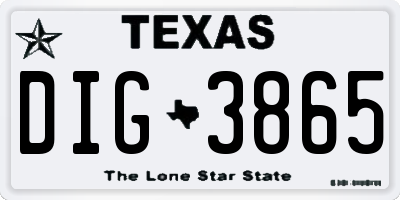 TX license plate DIG3865