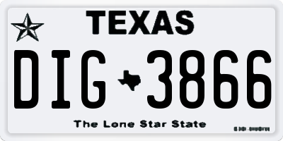 TX license plate DIG3866
