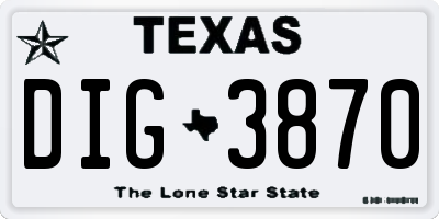 TX license plate DIG3870