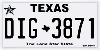 TX license plate DIG3871