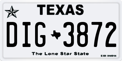 TX license plate DIG3872
