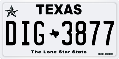 TX license plate DIG3877