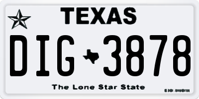 TX license plate DIG3878
