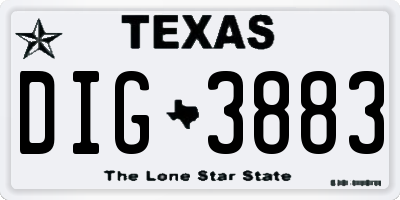 TX license plate DIG3883