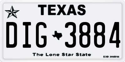 TX license plate DIG3884