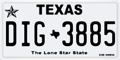 TX license plate DIG3885