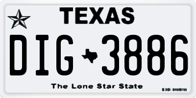 TX license plate DIG3886