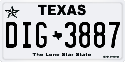 TX license plate DIG3887