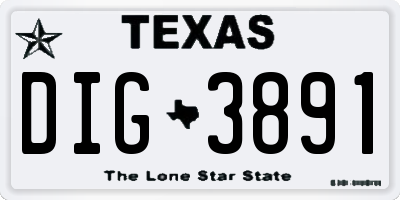 TX license plate DIG3891