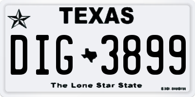 TX license plate DIG3899