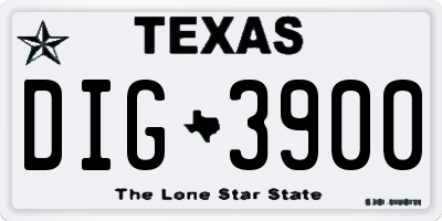 TX license plate DIG3900
