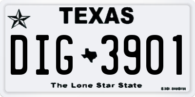 TX license plate DIG3901