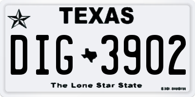 TX license plate DIG3902