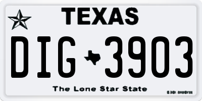 TX license plate DIG3903
