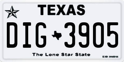 TX license plate DIG3905