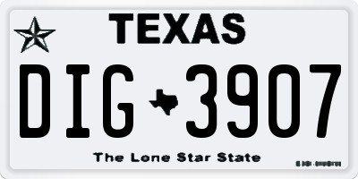 TX license plate DIG3907