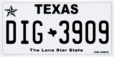 TX license plate DIG3909