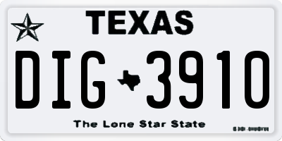 TX license plate DIG3910