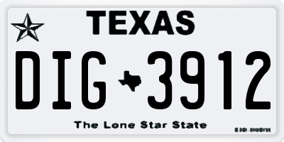 TX license plate DIG3912