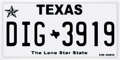 TX license plate DIG3919