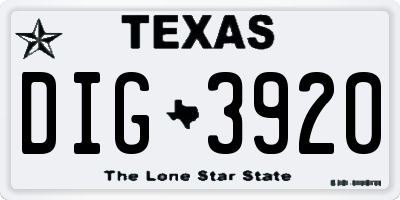 TX license plate DIG3920