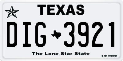 TX license plate DIG3921