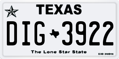 TX license plate DIG3922