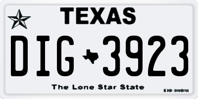 TX license plate DIG3923