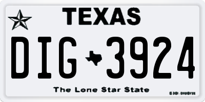 TX license plate DIG3924